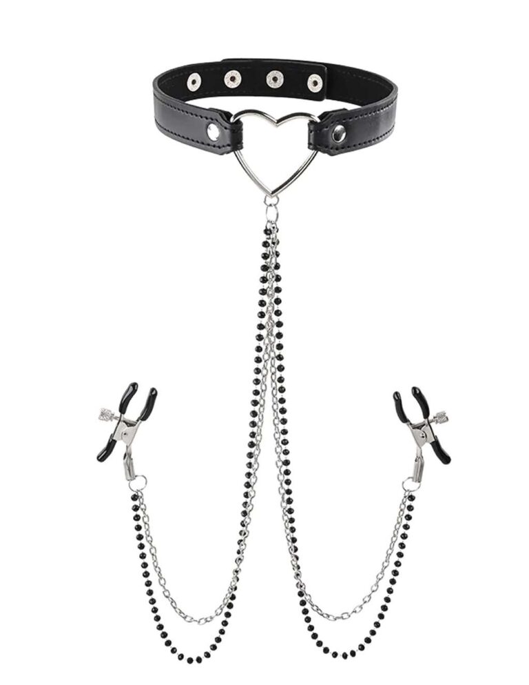Sex & Mischief Amor Collar with Nipple Jewelry - Take Your Precious Jewels on a Leash