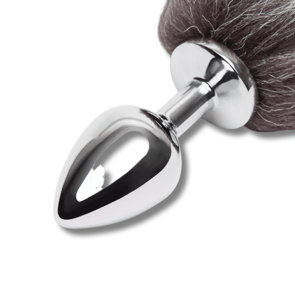 Dominix Deluxe Stainless Steel Faux Silver Fox Tail Butt Plug. Slide 4