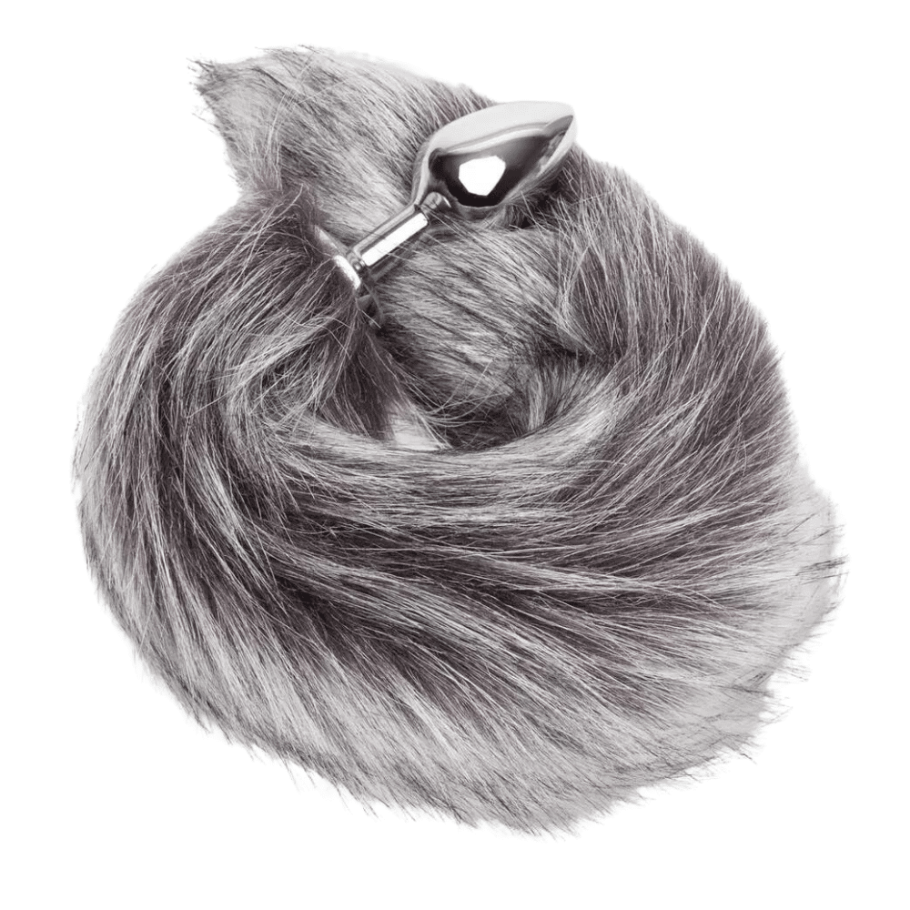 Dominix Deluxe Stainless Steel Faux Silver Fox Tail Butt Plug. Slide 2