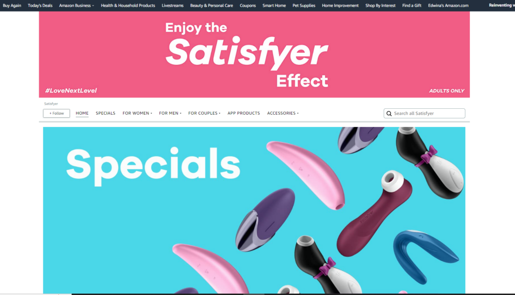 How to find sex toys on Amazon: Satisfyer store front