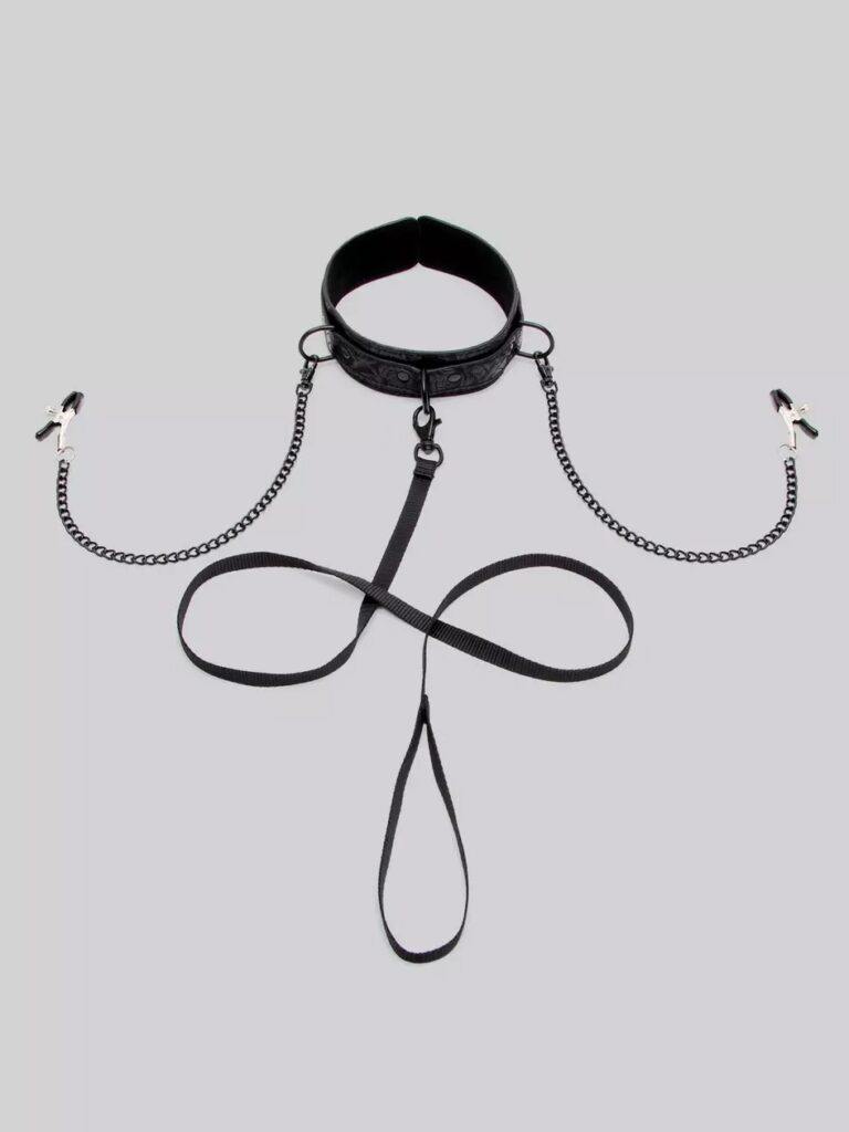 Bondage Boutique Black Rose Collar with Nipple Clamps Review