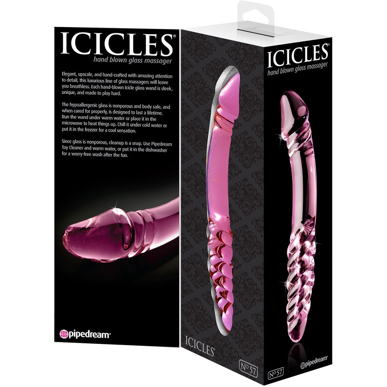 Icicles Realistic Double Ended Glass Dildo. Slide 3