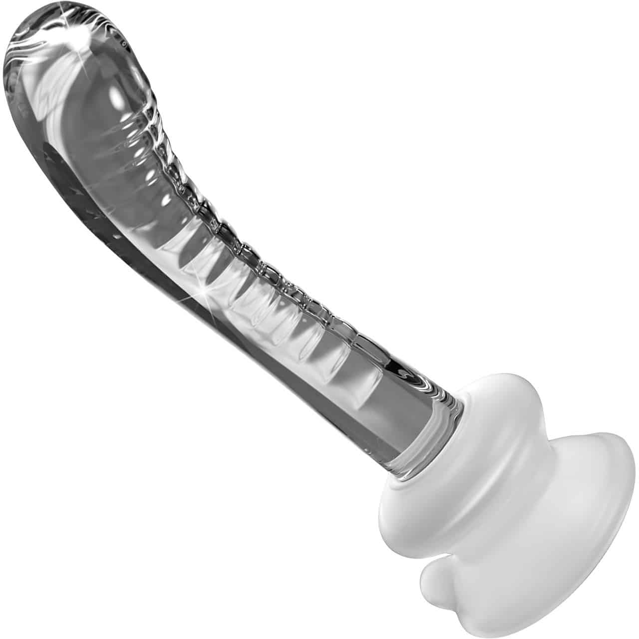 Product Icicles G-Spot Glass Textured Dildo with Removable Suction Cup 