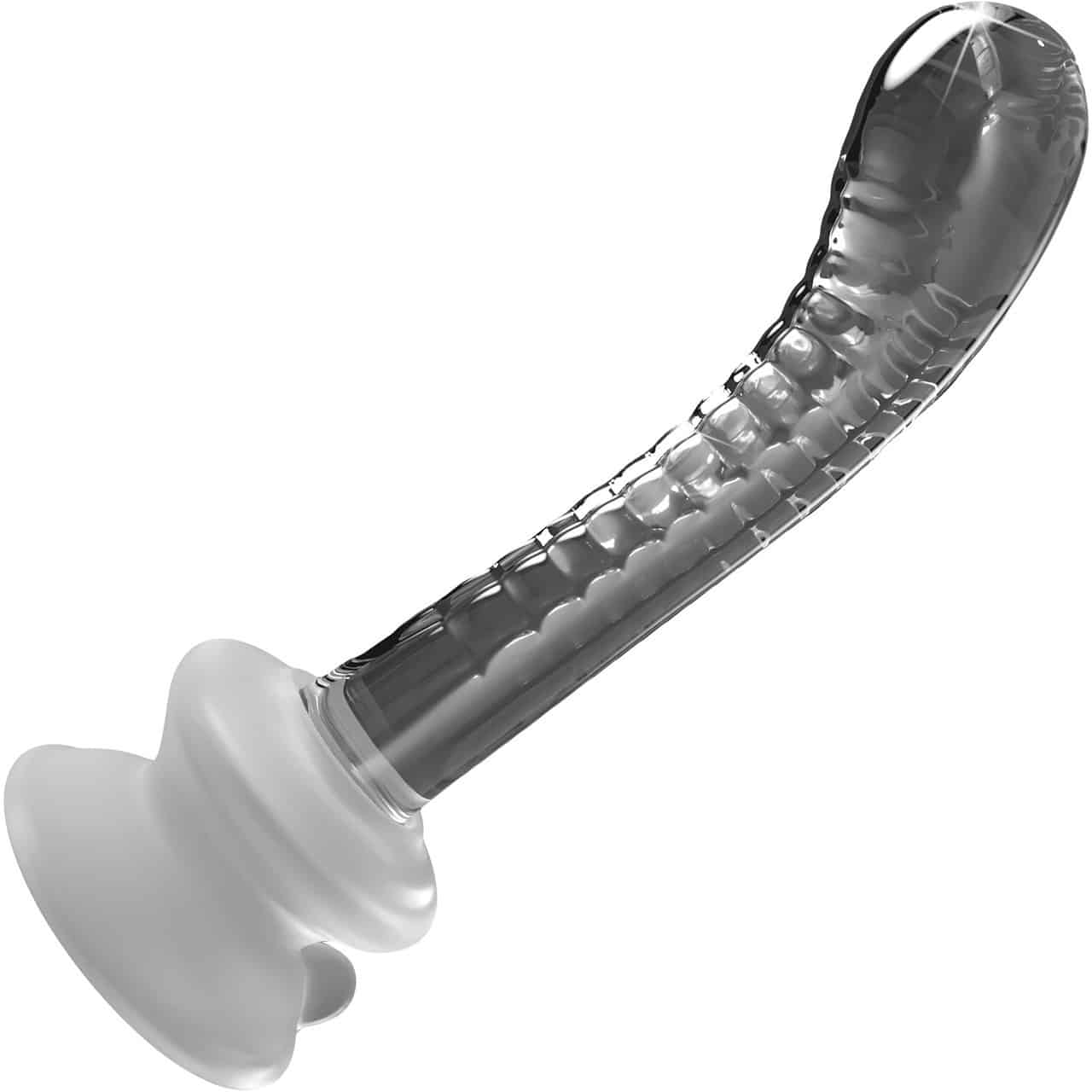 Icicles G-Spot Glass Textured Dildo with Removable Suction Cup . Slide 2