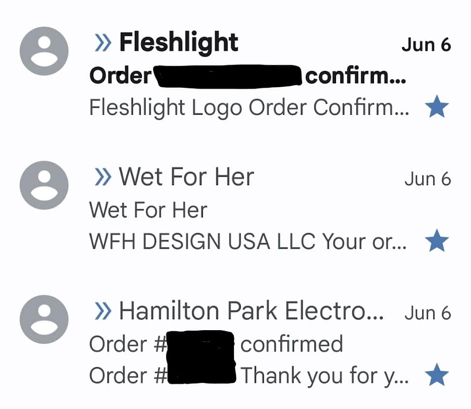 Email communication with WetForHer products.
