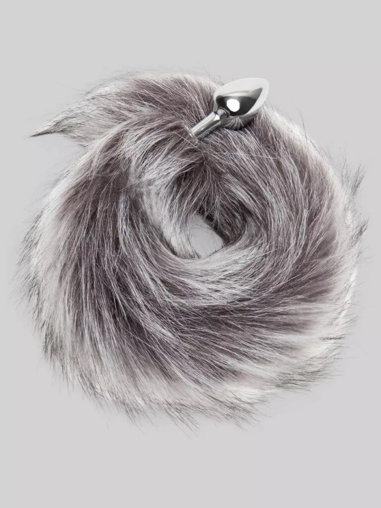 Dominix Deluxe Faux Silver Fox Tail Butt Plug - Other Wild Alternatives: Fox Tail Butt Plugs 