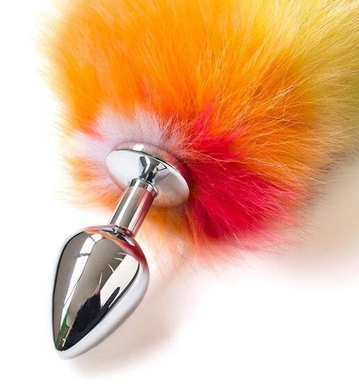 Pride Rainbow Foxtail Butt Plug. Slide 3