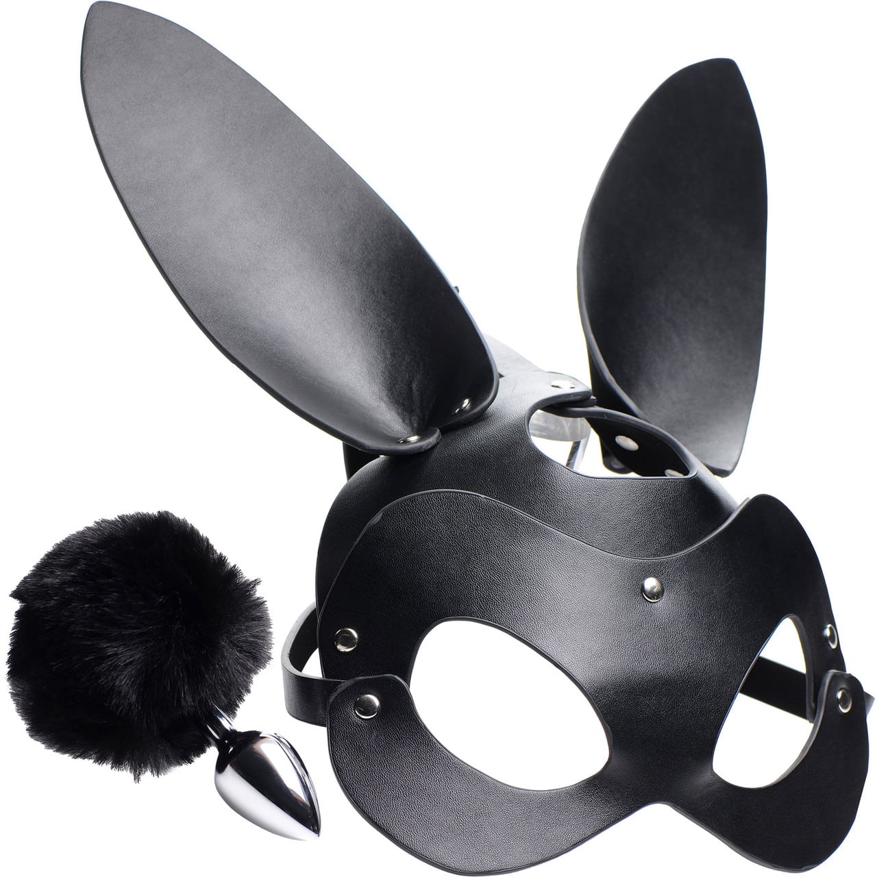 Tailz Alloy Anal Plug and Bunny Tail & Matching Bunny Mask. Slide 1