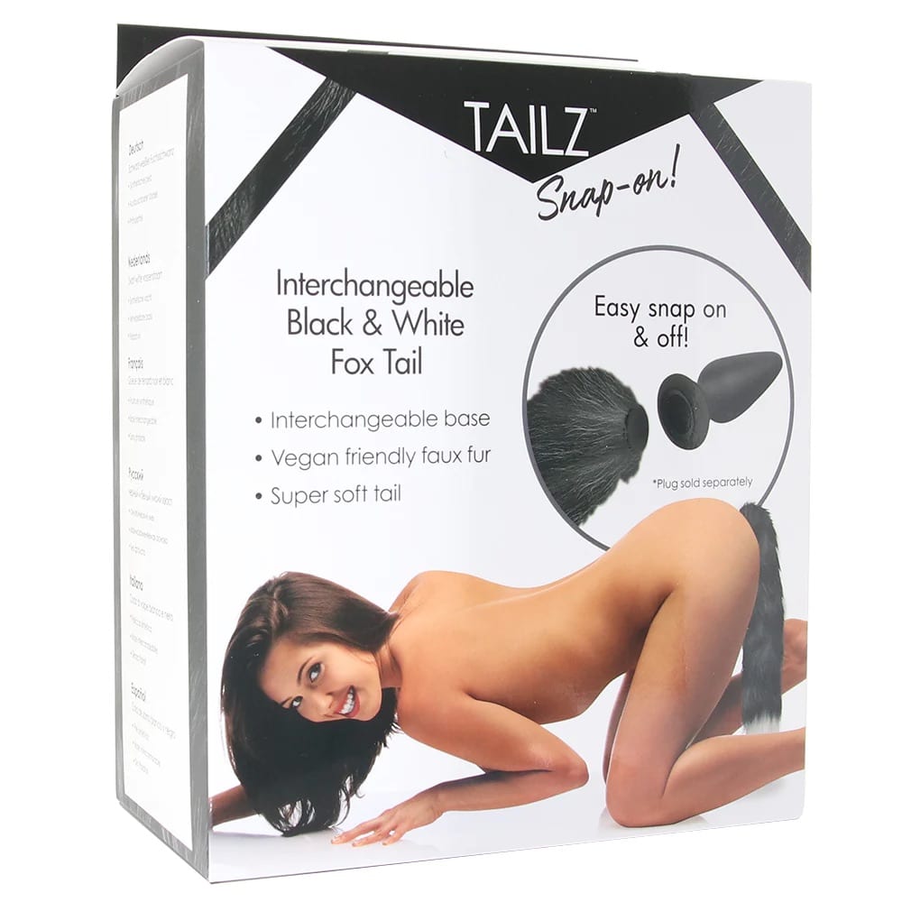 Tailz Snap-On Interchangeable Black & White Fox Tail. Slide 5