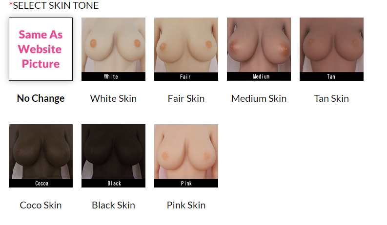 custom sex doll skin tone