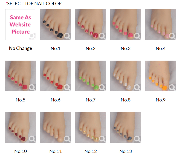sex doll toenail color choices