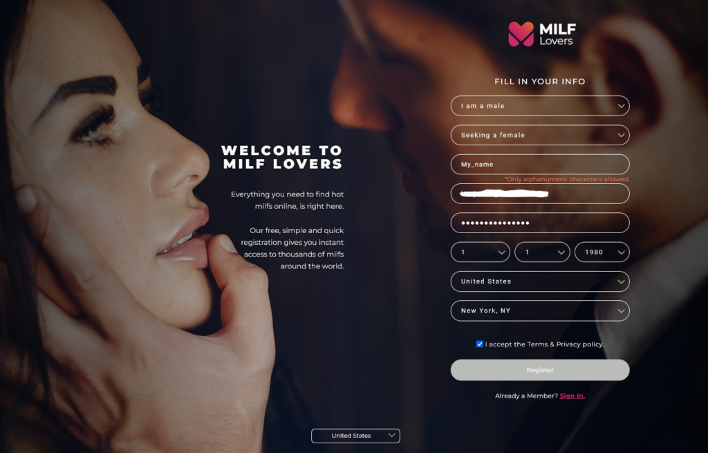 milf lovers sign up form
