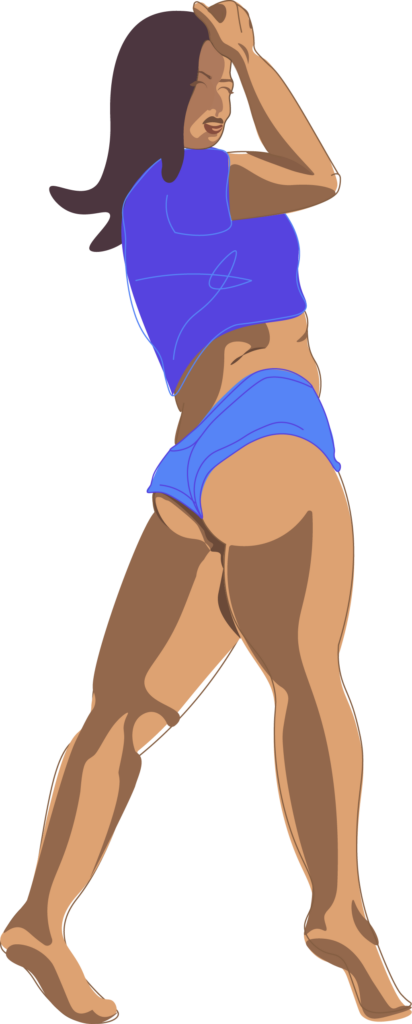 Women in sexy blue underwear