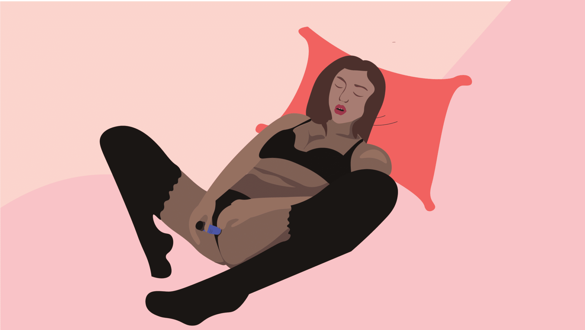 illustrated masturbation positions laying down using a dildo