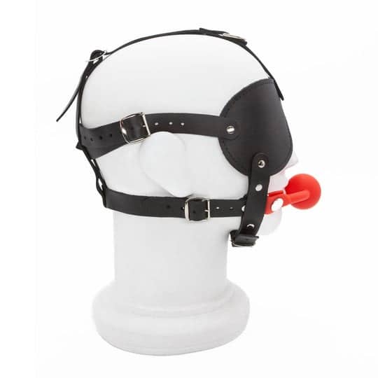 The Stockroom Silicone Ball Gag and Blindfold Head Harness. Slide 2