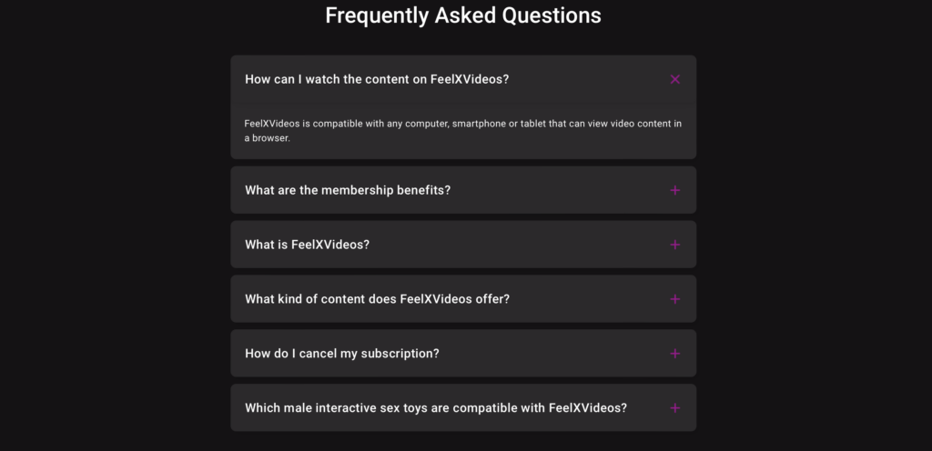 FeelXVideos FAQ section