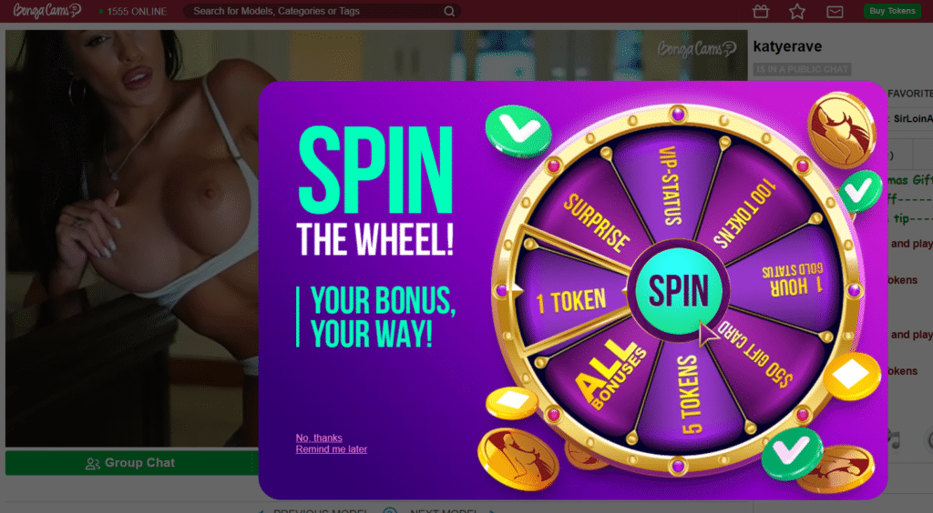 Spin Wheel to Unlock BongaCams Bonus
