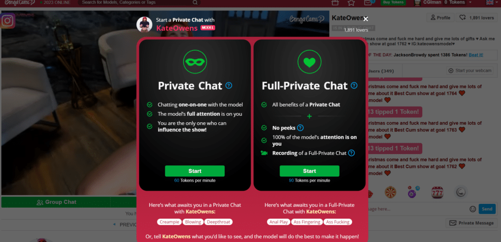 private chat on bongacams.com