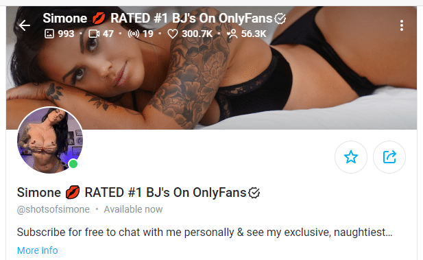 Shots of Simone - Best Overall Onlyfans Creator