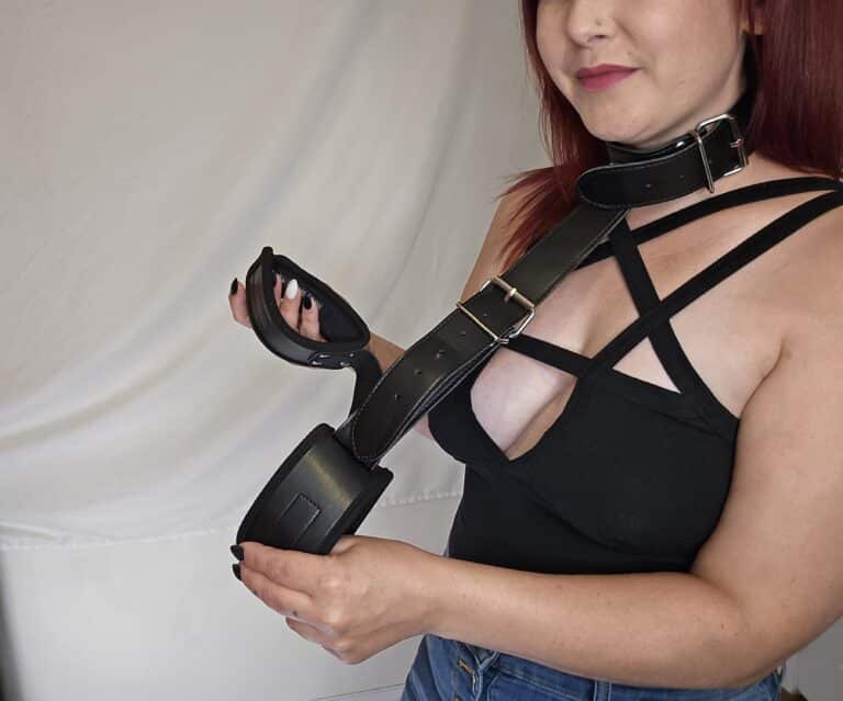Bondage Boutique Faux Leather Collar to Wrist Restraints - 
