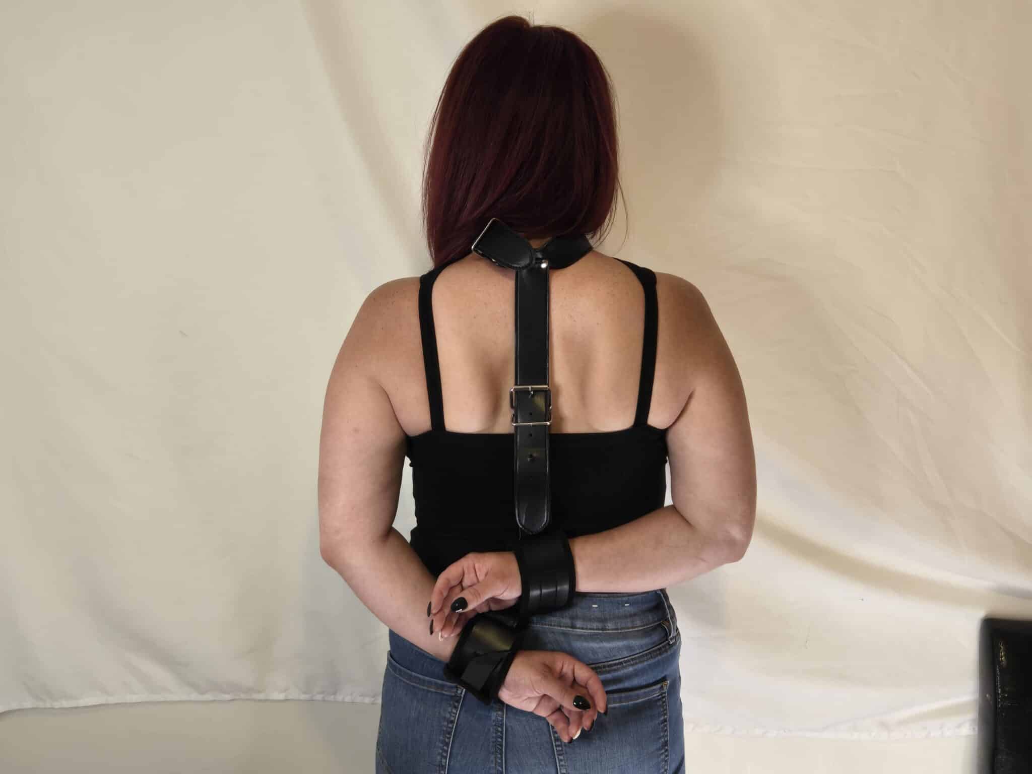 Bondage Boutique Faux Leather Collar to Wrist Restraints Performance