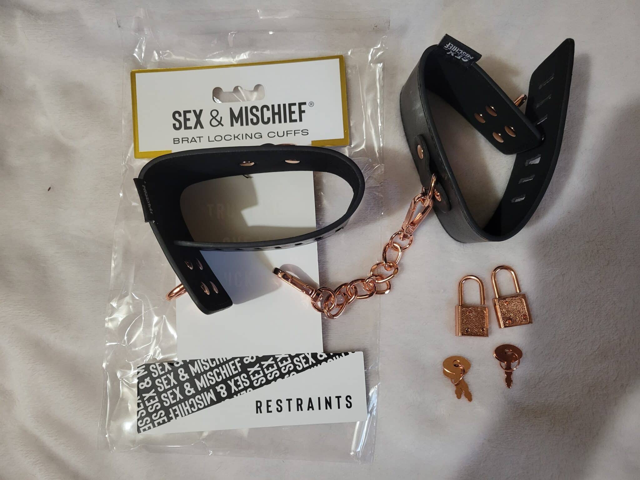 Sex and Mischief Brat Locking Cuffs Packaging