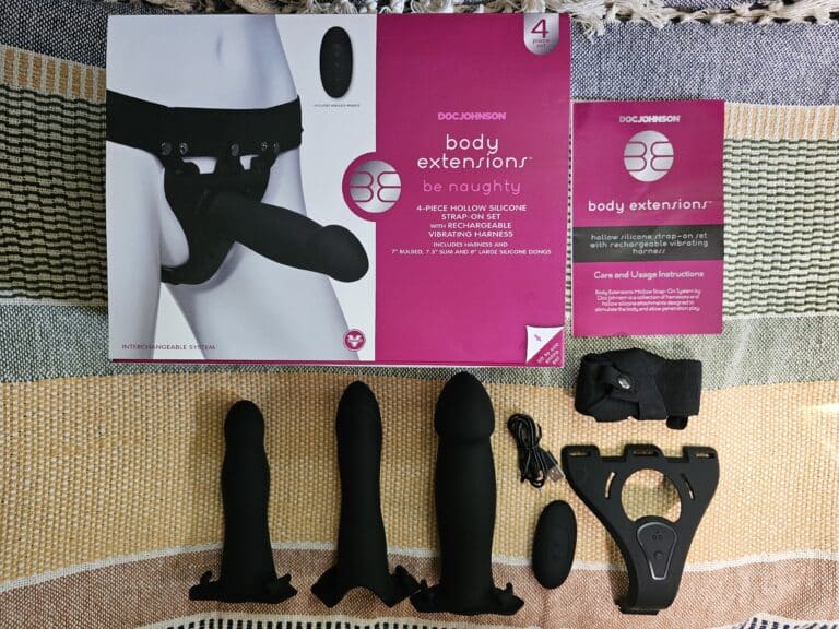 Doc Johnson Be Naughty Vibrating Hollow Strap-On Set - <