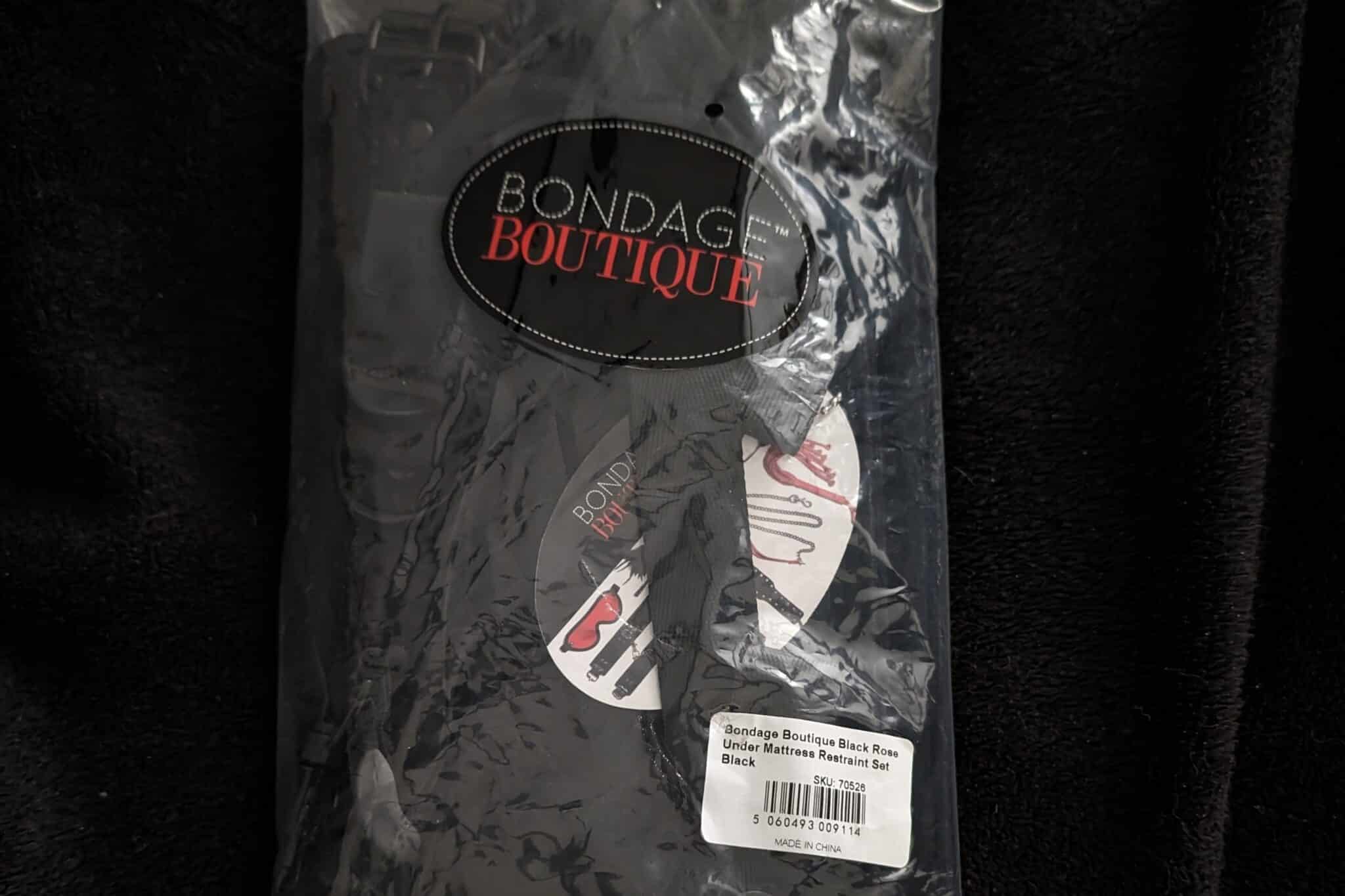 Bondage Boutique Black Rose Under Mattress Restraint Kit  Packaging