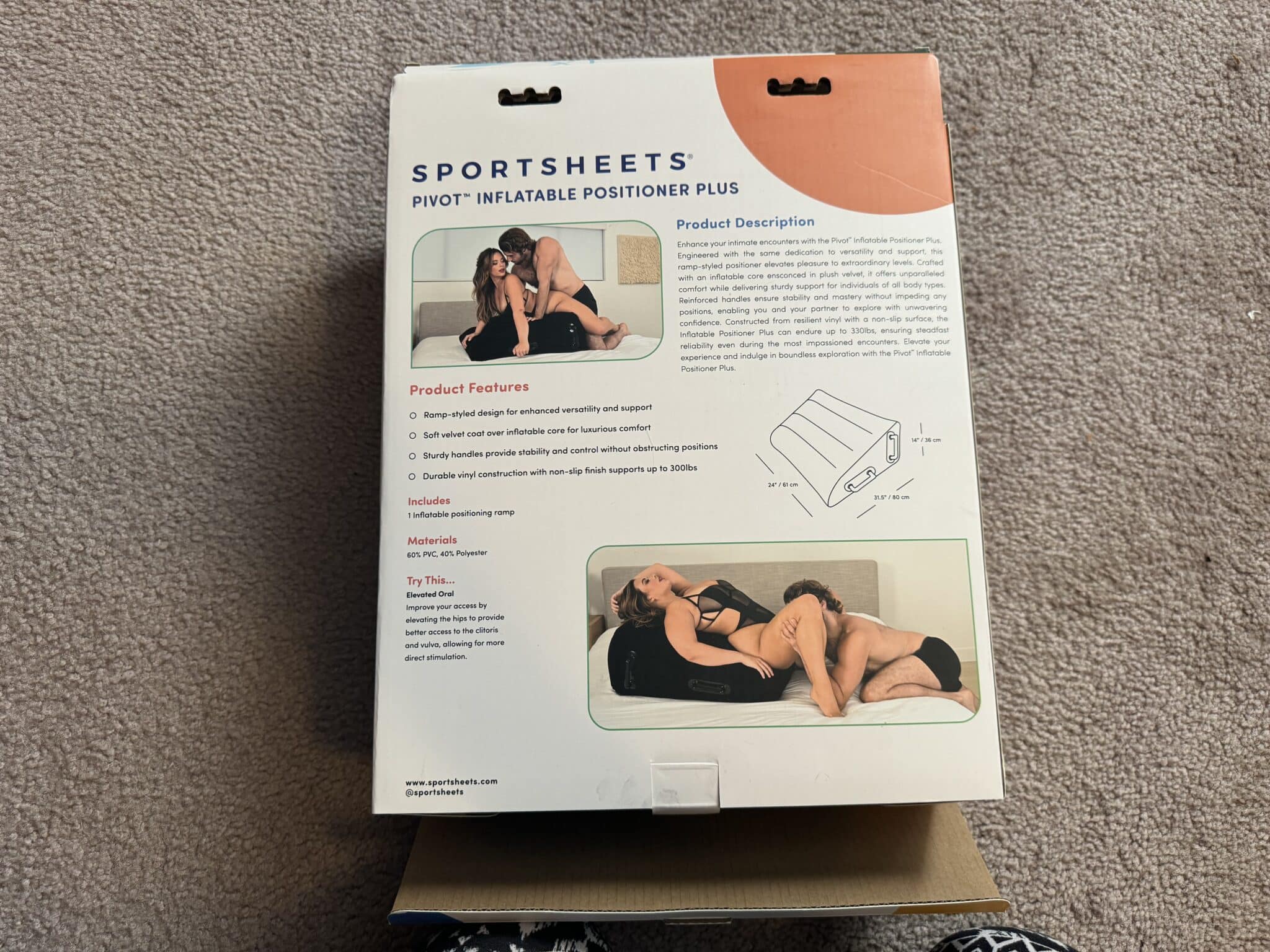 Sportsheets Pivot Inflatable Positioner Plus Materials and care