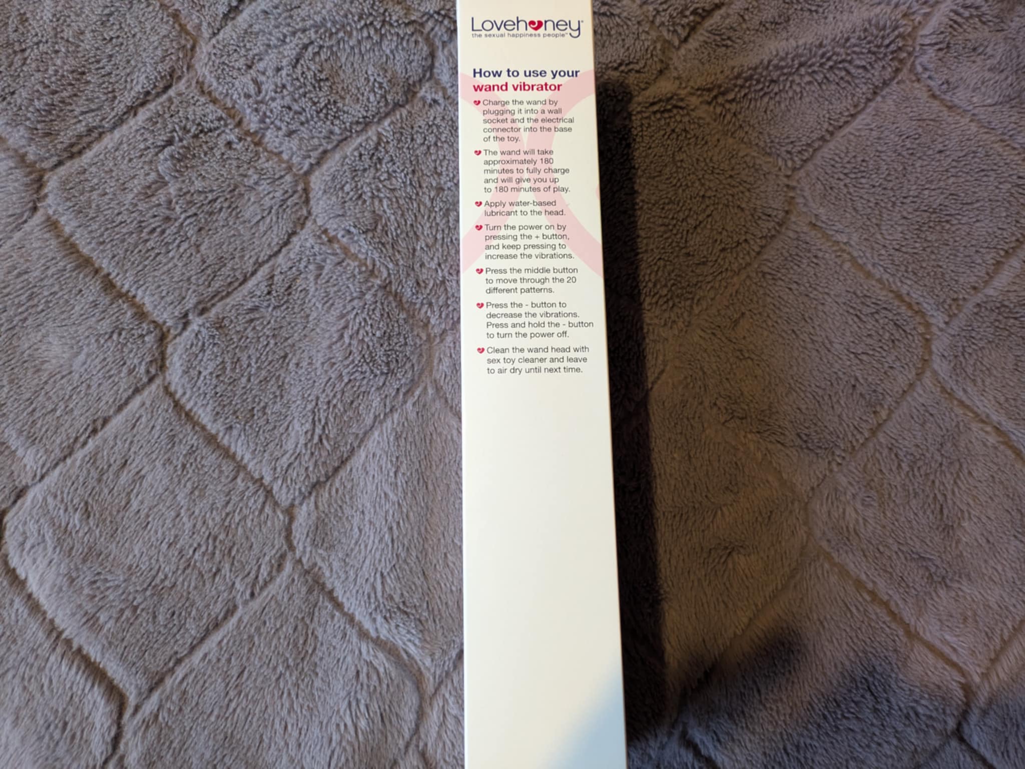 Lovehoney Deluxe Extra Powerful Rechargeable Wand Massager Materials and care