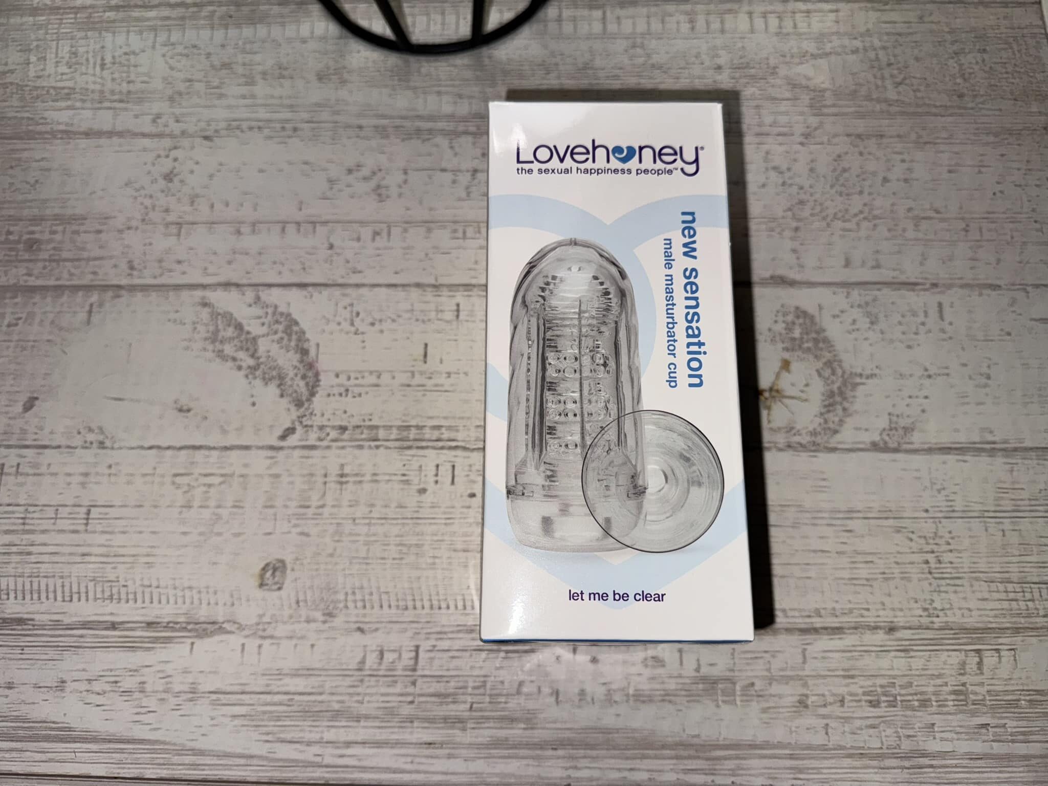 Lovehoney New Sensation Clear Male Masturbator Packaging