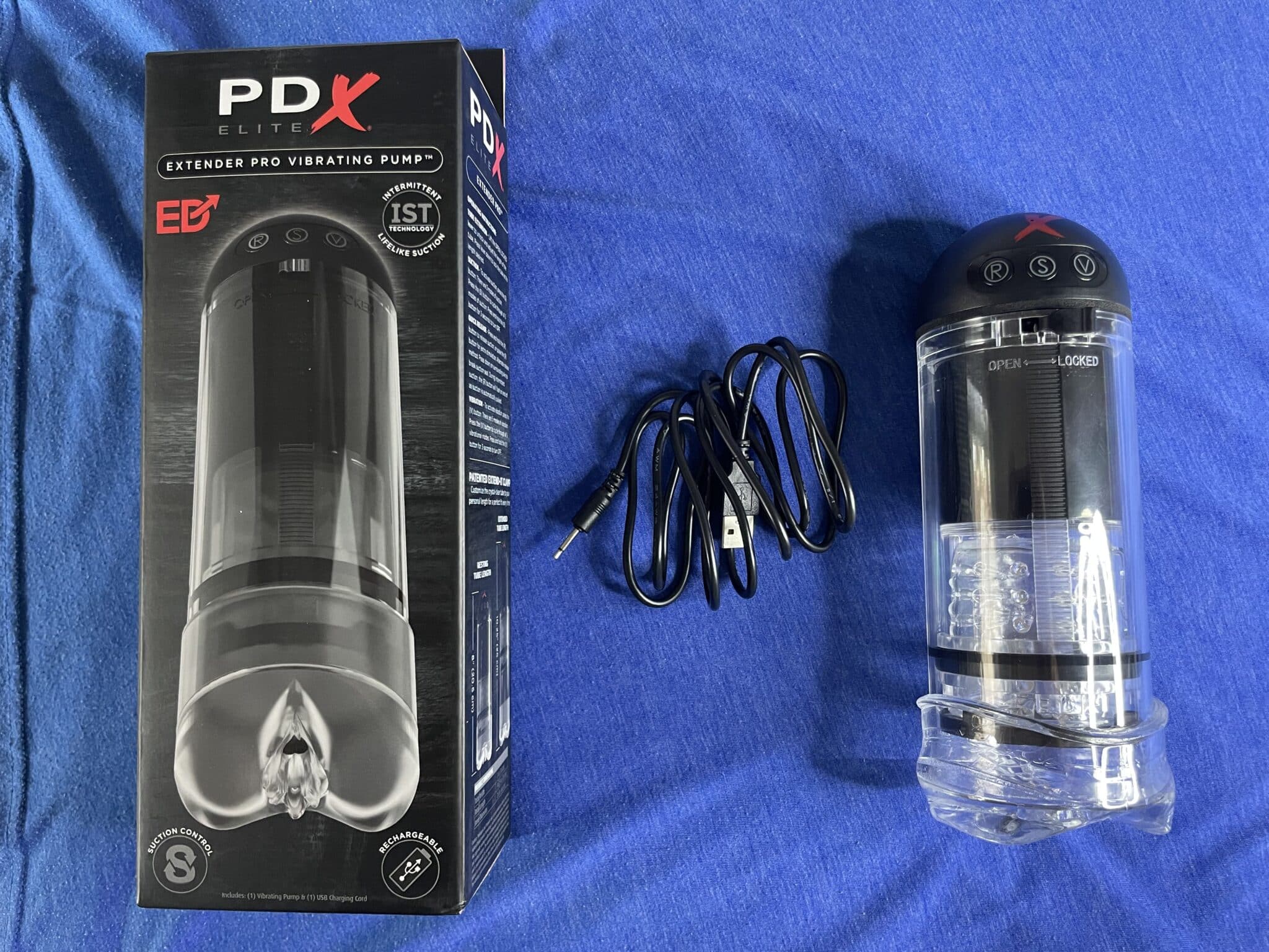 PDX Elite Extender Pro Vibrating Penis Pump Packaging