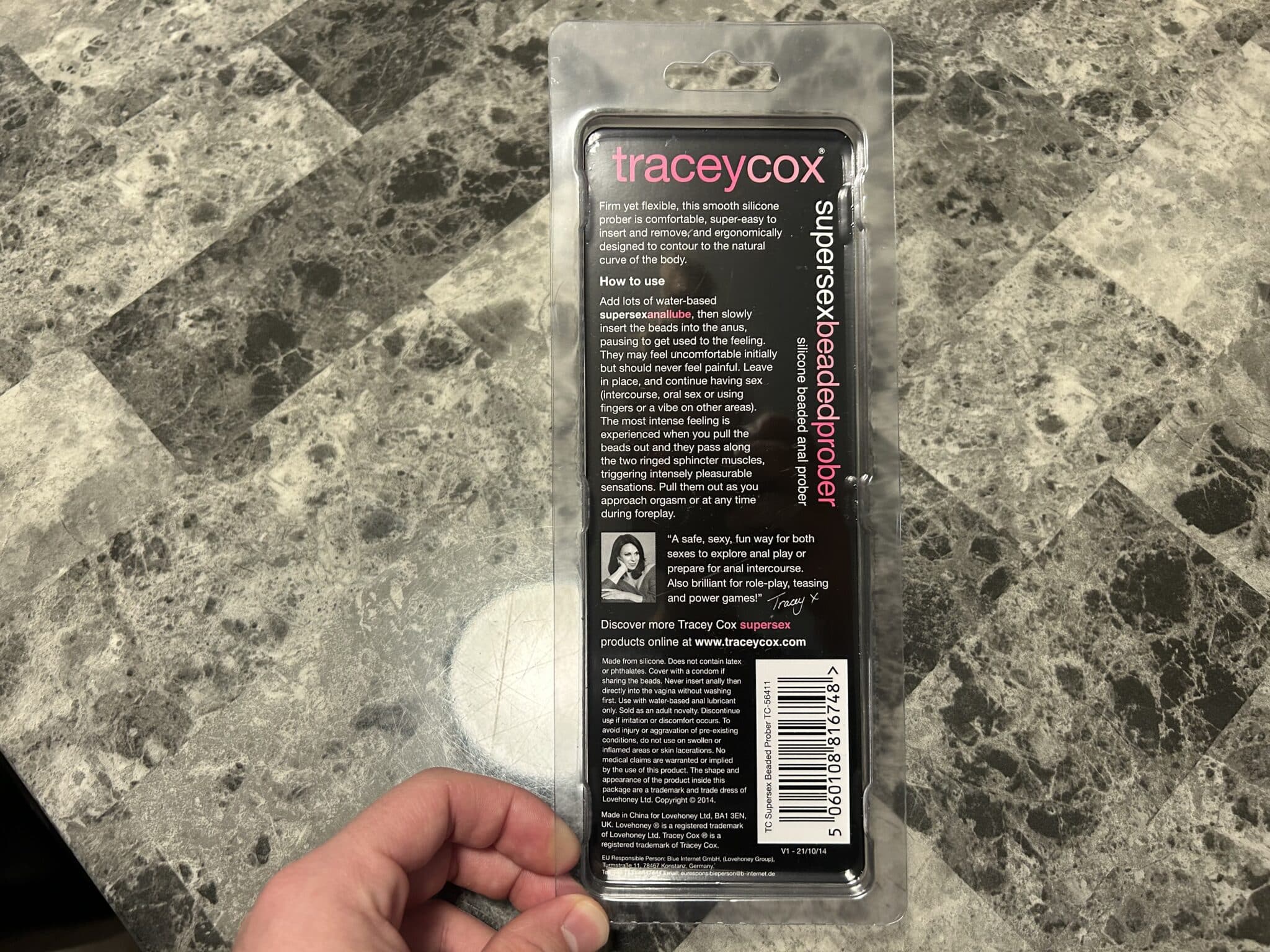 Tracey Cox Supersex Silicone Beaded Anal Prober Materials and care