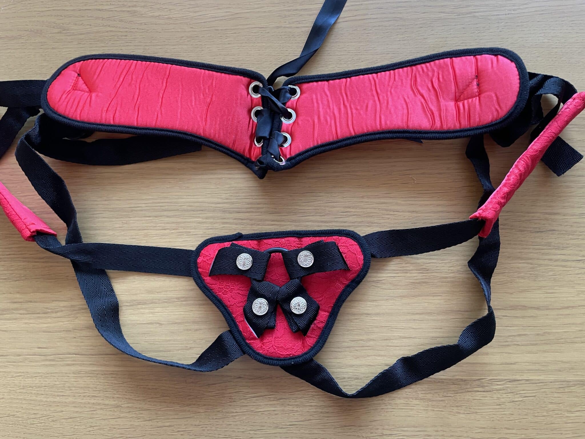 Sportsheets Red Lace Corsette Strap-On Harness Design